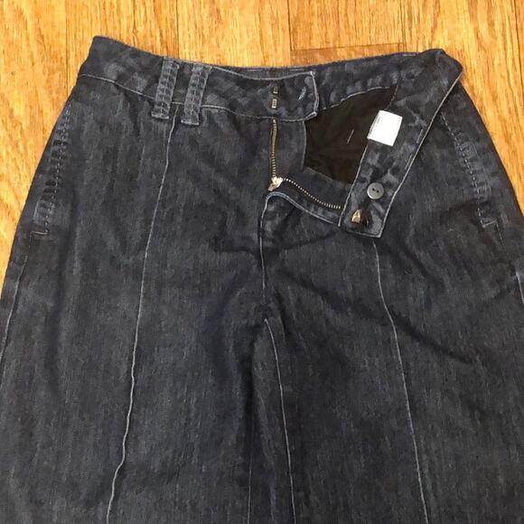 Coldwater Creek Blue Denim Trouser Pant Pickstitch Straight Leg Size P4 Petite 4 - Picture 4 of 8